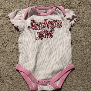 Buckeyes Girl Pink and White Bodysuit